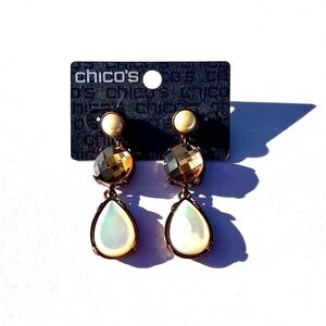 CHICO'S Brown Queen's Royal Jewels Earrings Dangle Glamour Event Designer Trendy